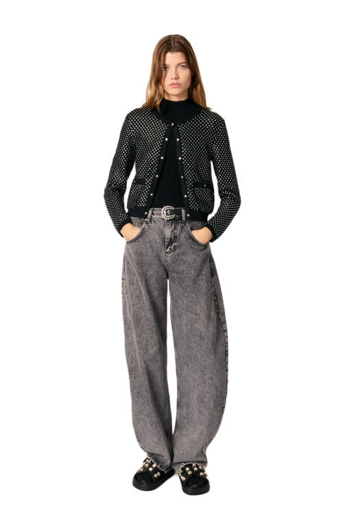 Maje High Rise Balloon Leg Jeans In Grey In Black