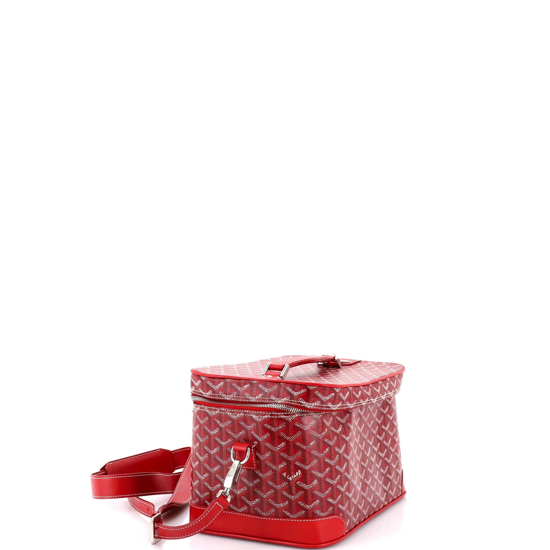Pre-Owned Goyard Convertible Cosmetic Train Case Coated Canvas, Alternate, color, Red