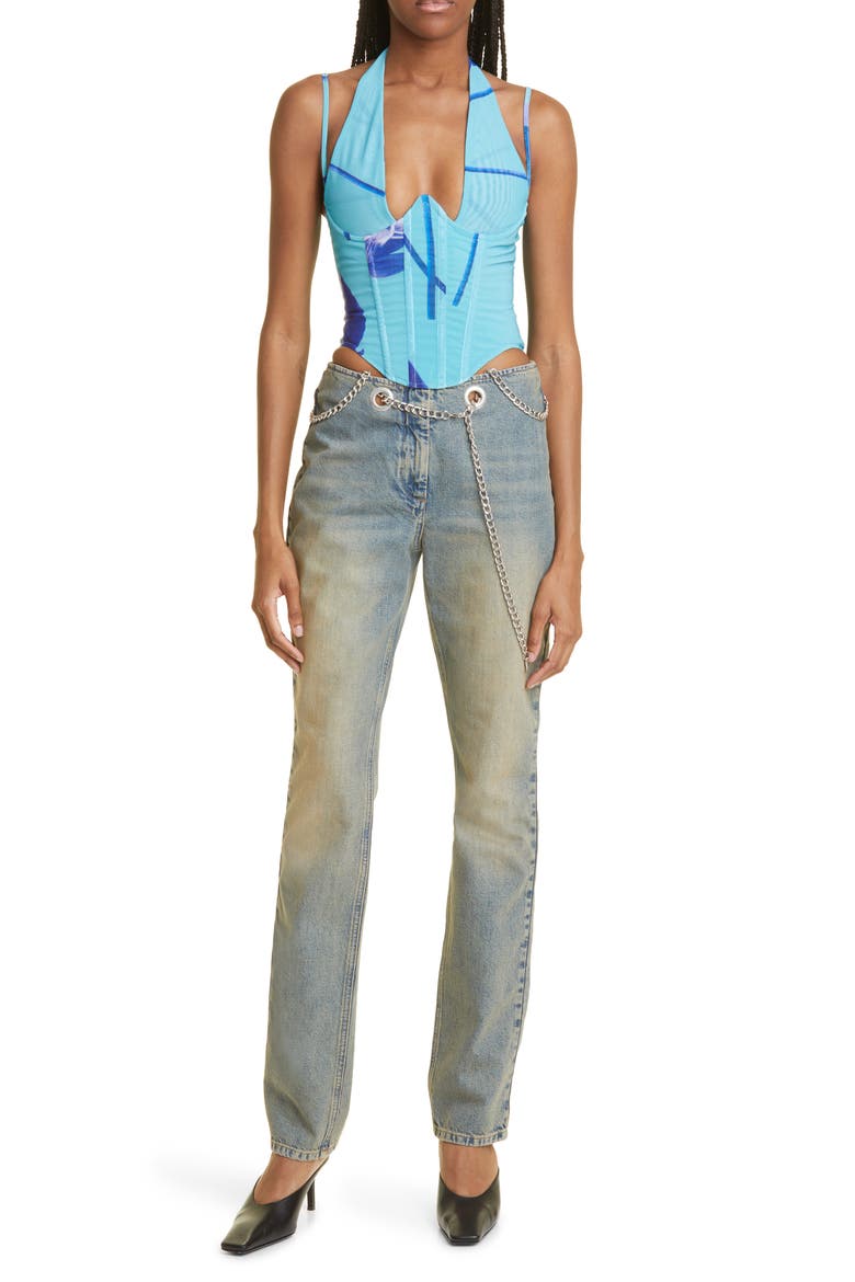 Talia Abstract Print Bustier Top, Alternate, color, BLUE LOTUS