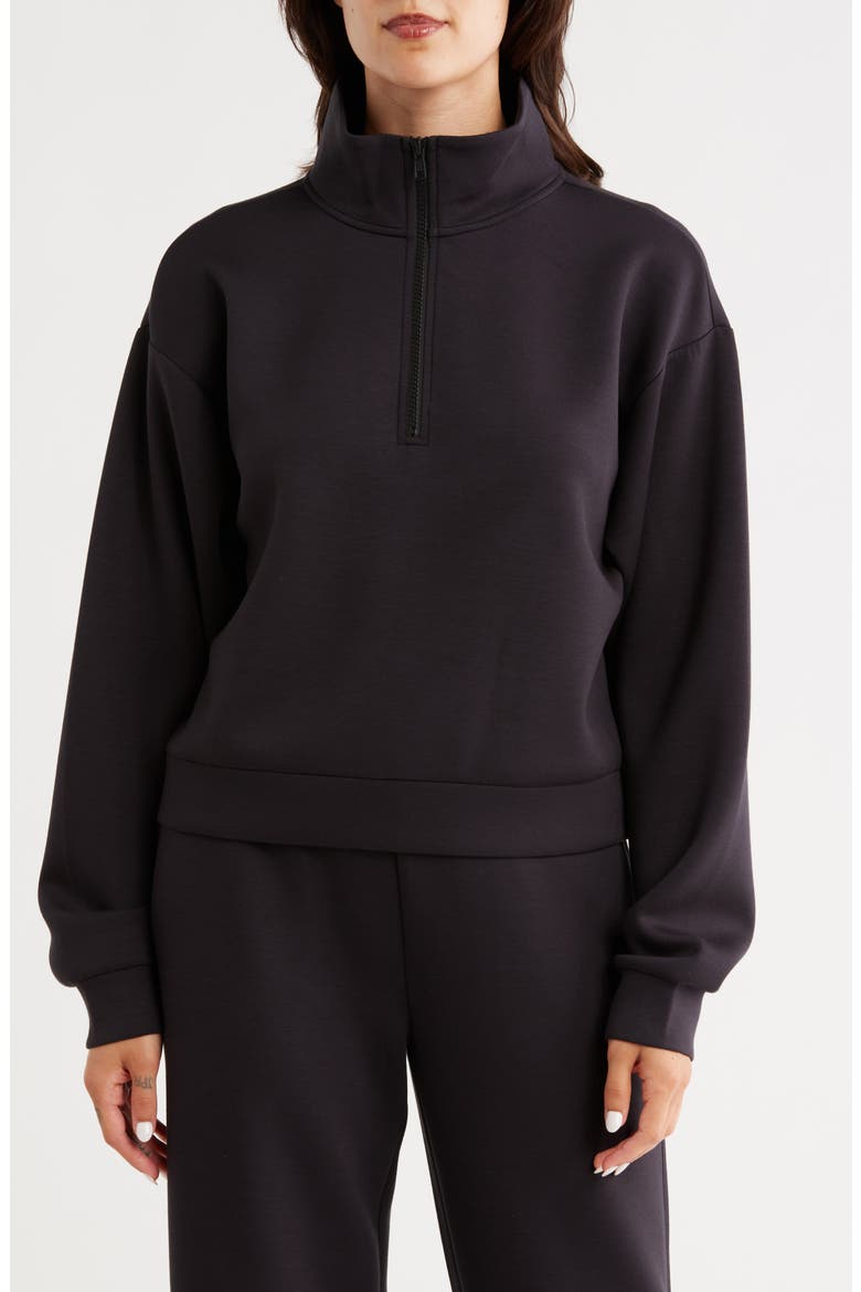 Whisper Knit Quarter Zip Pullover, Main, color, BLACK