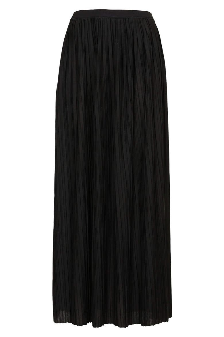 Pleated Maxi Skirt, Alternate, color, BLACK
