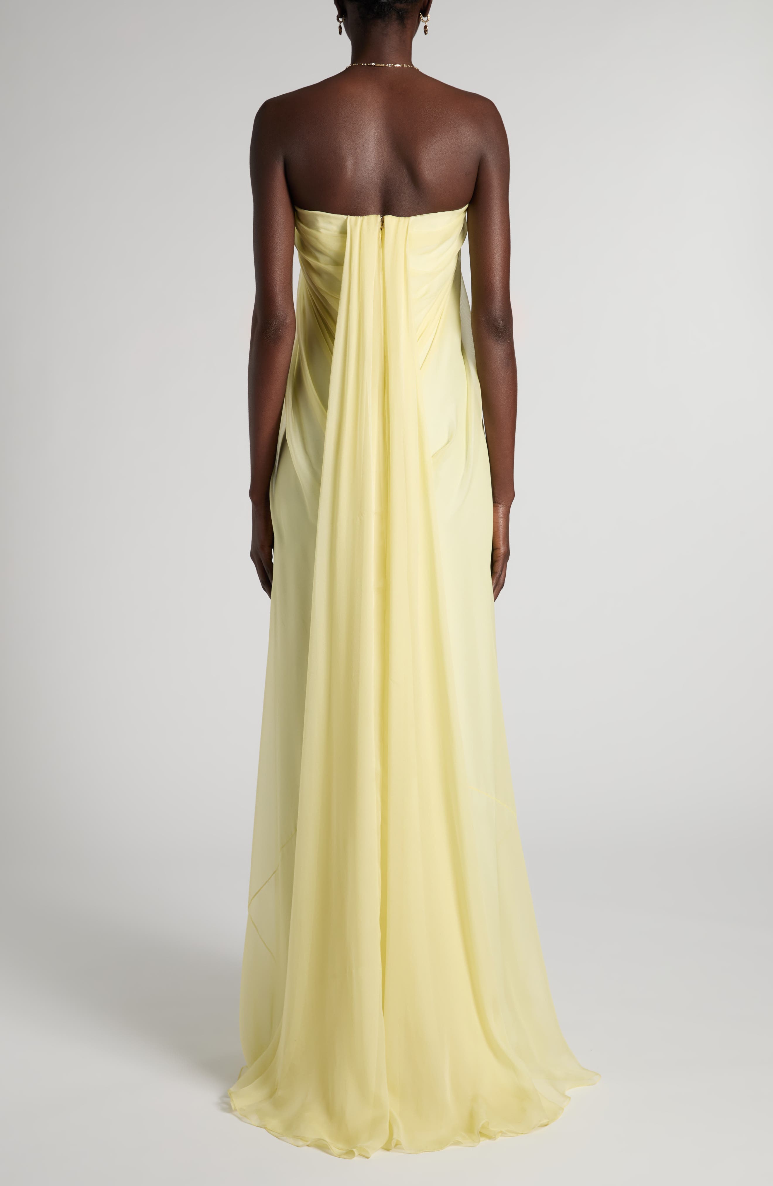 Draped Strapless Silk Chiffon Gown - image 2