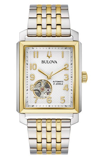 Bulova Men's Automatic Classic Sutton Two-tone Stainless Steel Bracelet Watch 33mm In Gray