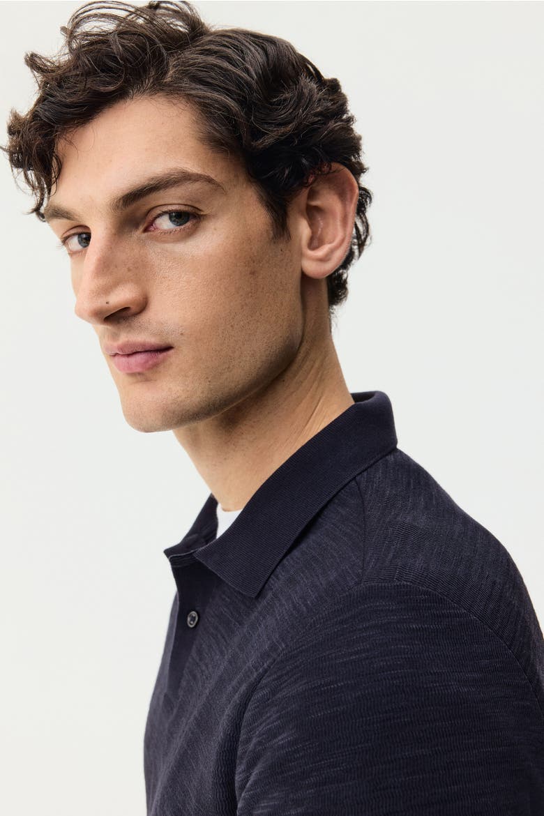 Slim Fit Jacquard-knit Polo Shirt, Alternate, color, Dark blue