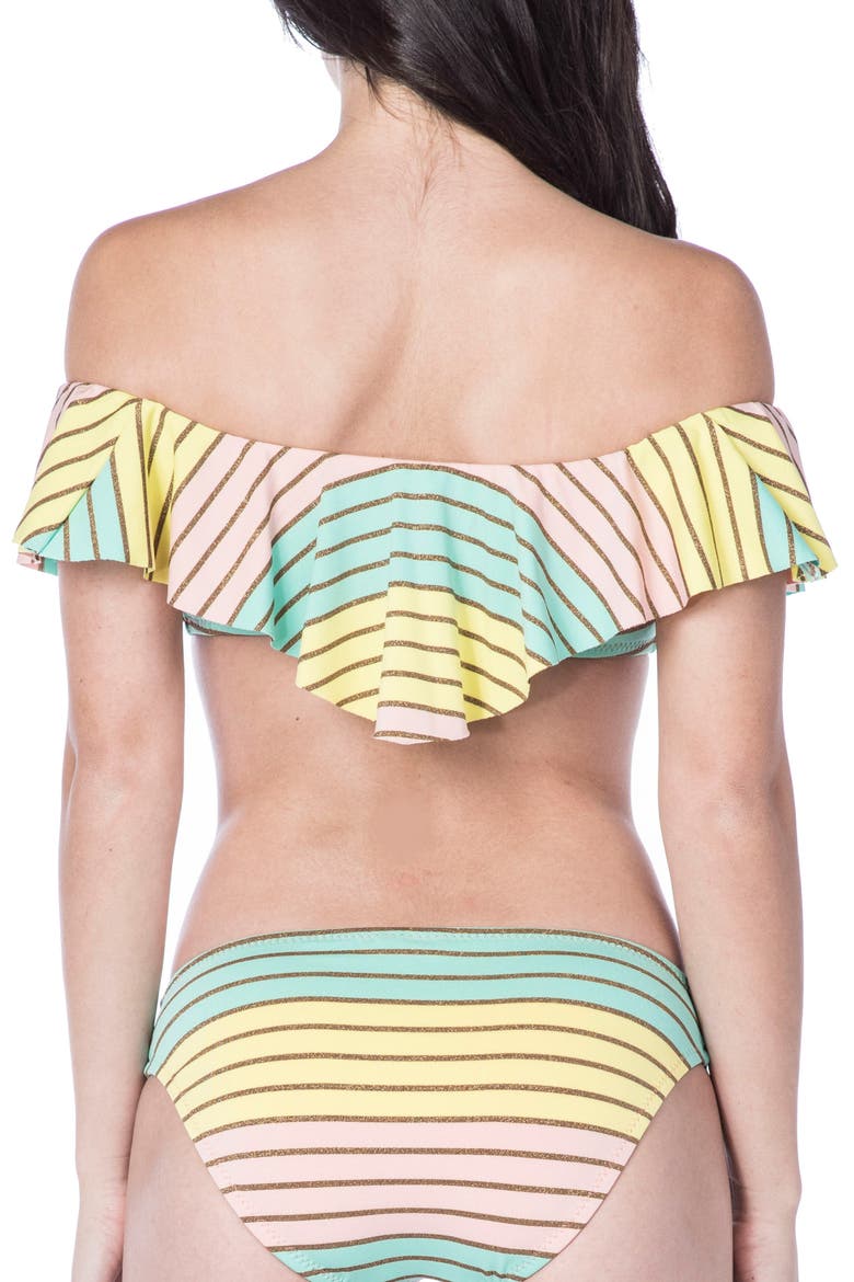Metallic Stripe Ruffle Bikini Top, Alternate, color, MULTI-COLORED