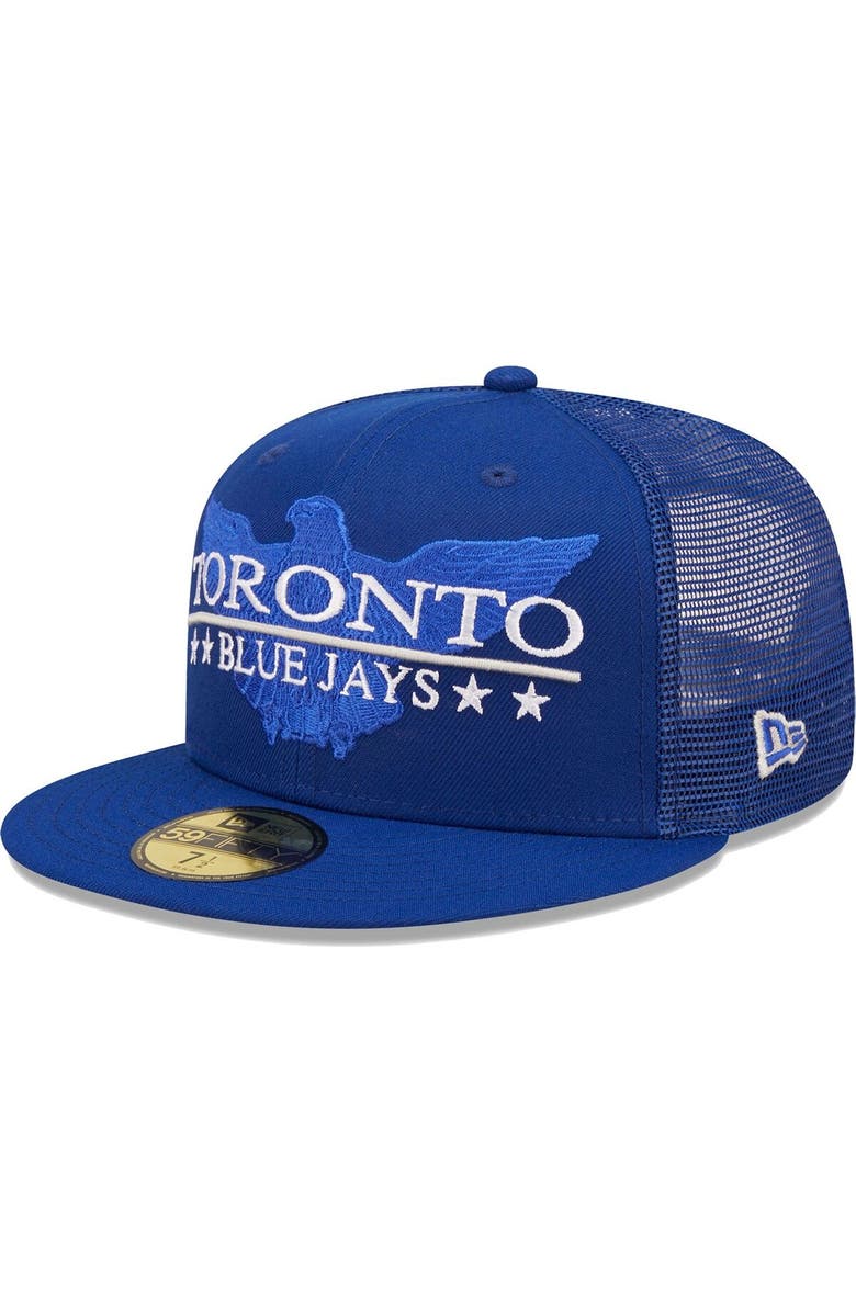 New Era Men's New Era Royal Toronto Blue Jays Patriot Trucker 9FIFTY Snapback Hat, Alternate, color, Royal