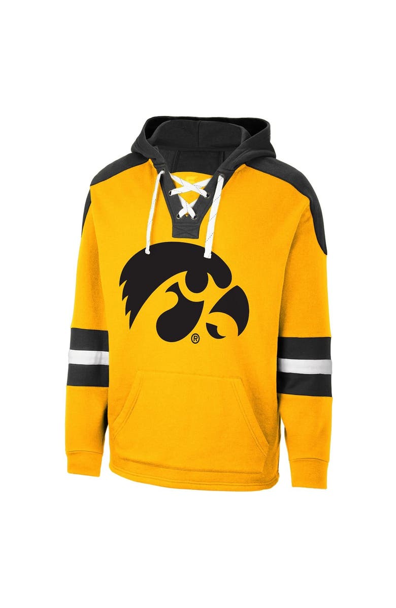 COLOSSEUM Men's Colosseum Gold Iowa Hawkeyes Lace-Up 4.0 Pullover Hoodie, Alternate, color, 