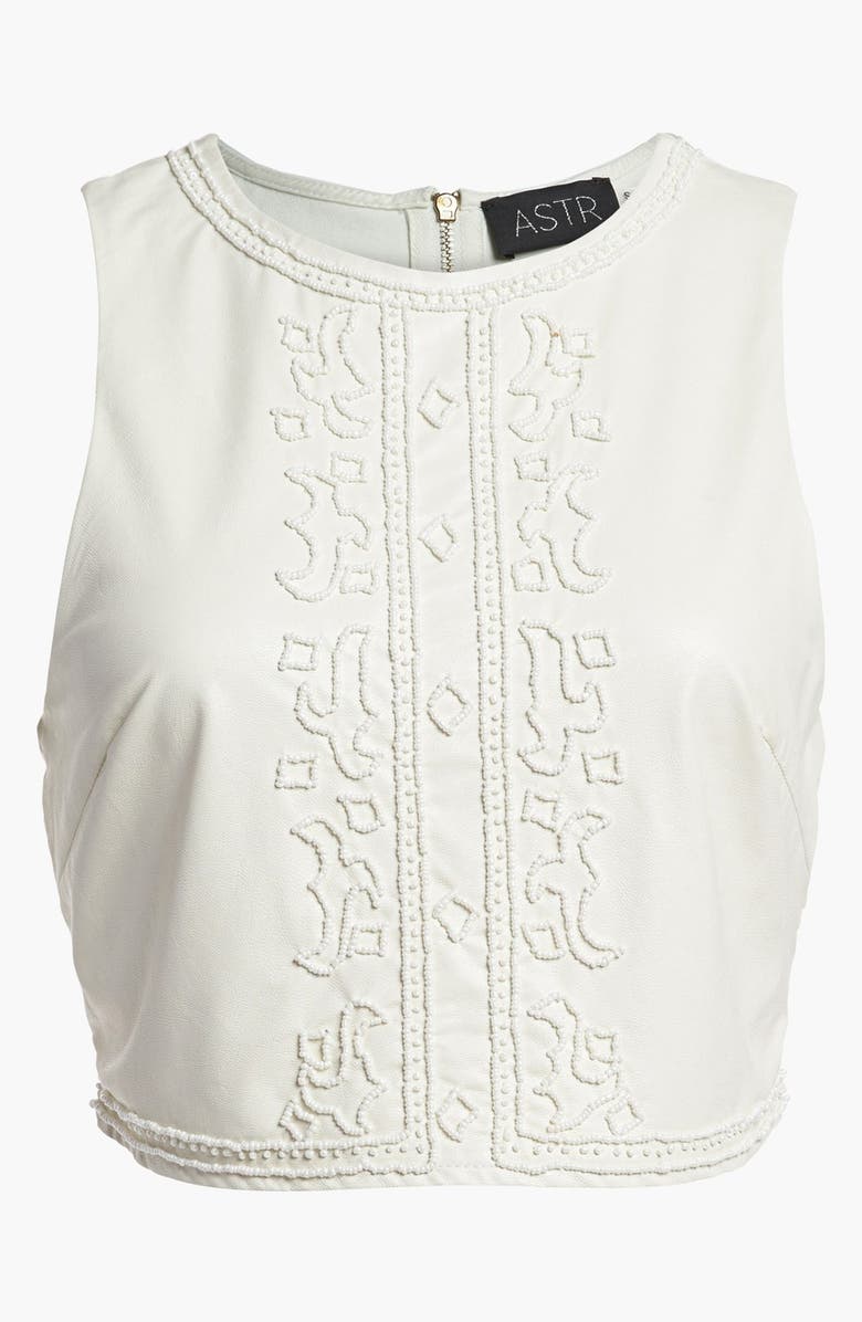 ASTR the Label ASTR Beaded Faux Leather Crop Tank, Main, color, 