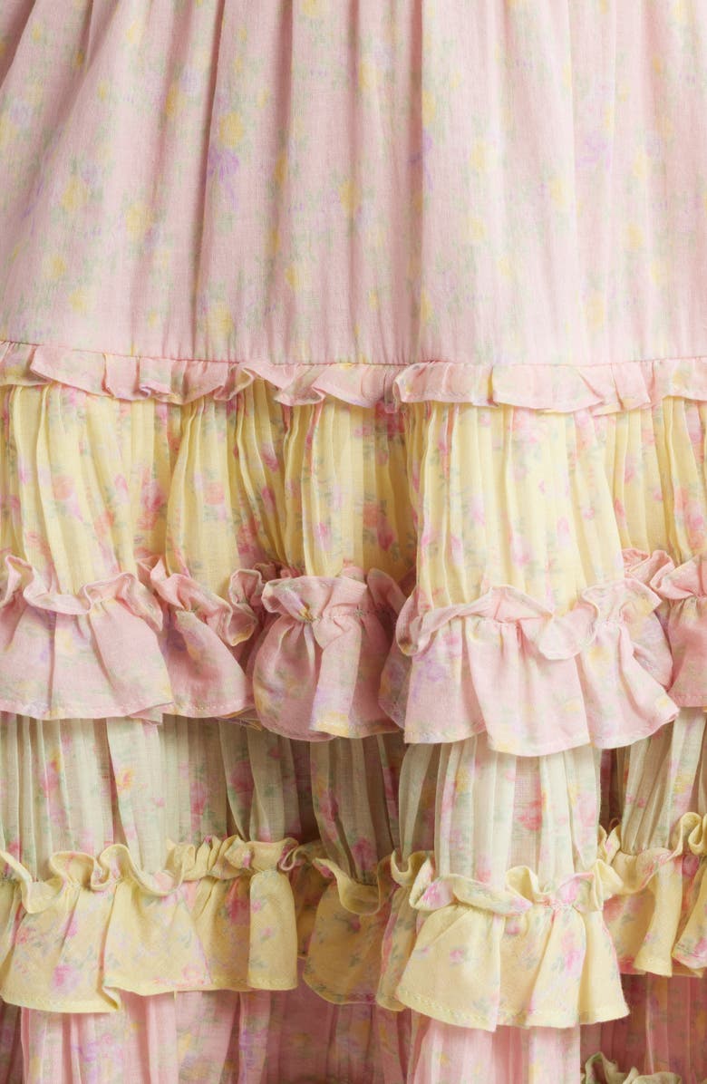 LoveShackFancy Quintelle Ruffle Halter Minidress, Alternate, color,