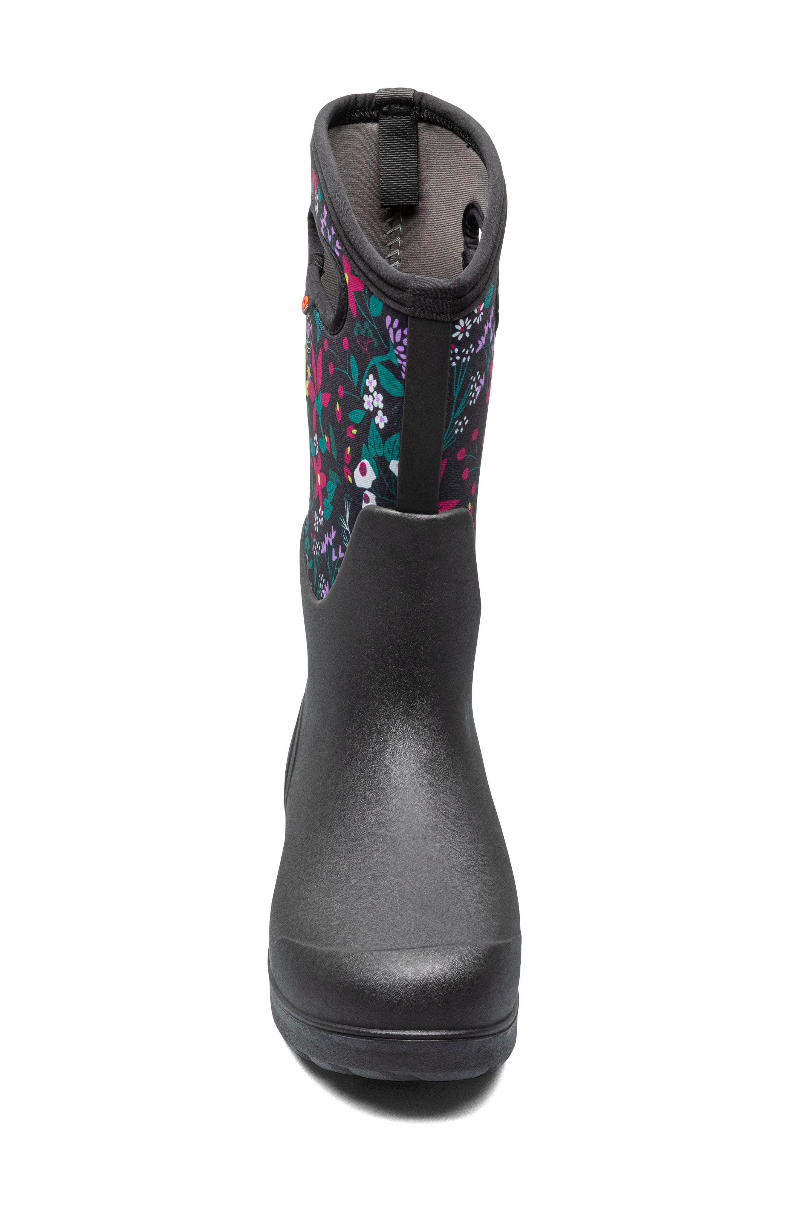 Bogs Neo Classic Cartoon Flower Waterproof Rain Boot, Alternate, color, 