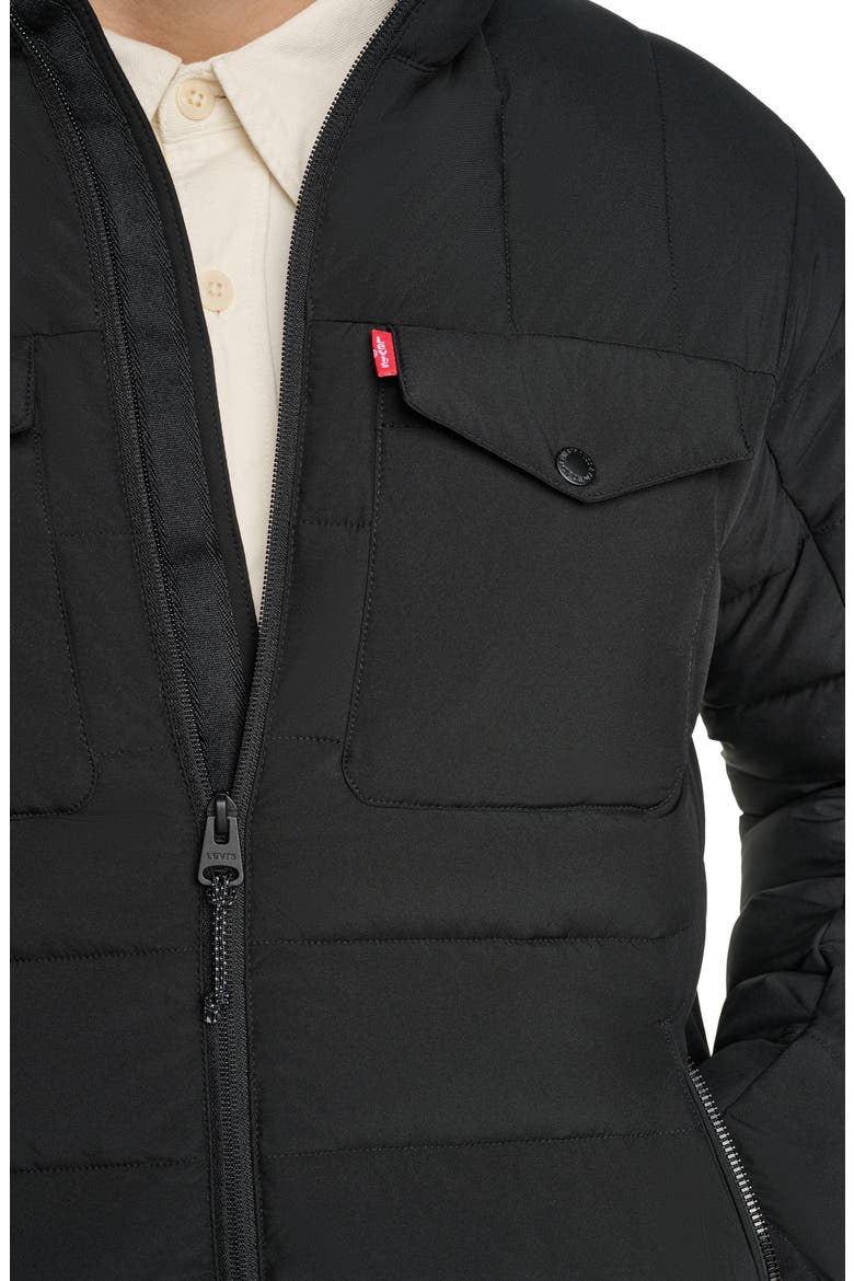 Stand Collar Puffer Jacket, Alternate, color, BLACK