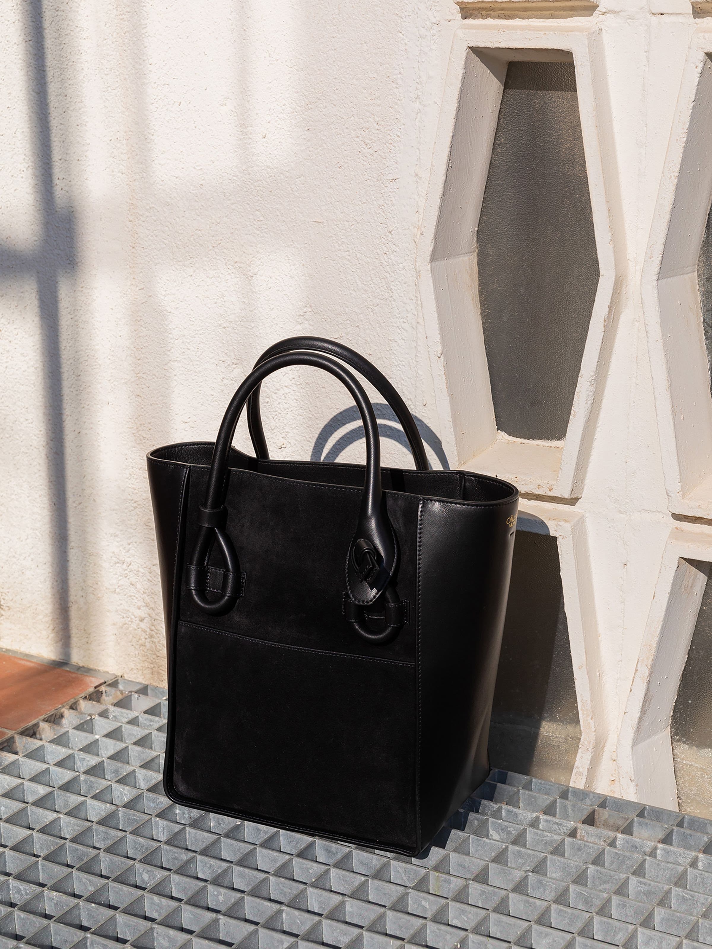 North / South Tote Bag Nappa Mix, Alternate, color, Black