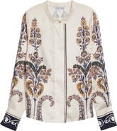 Veronica Beard Hoku Floral Stripe Top