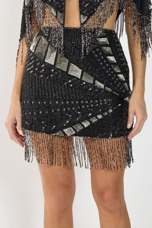 Nasty Gal Panelled Tassel Sequin Mini Skirt In Black