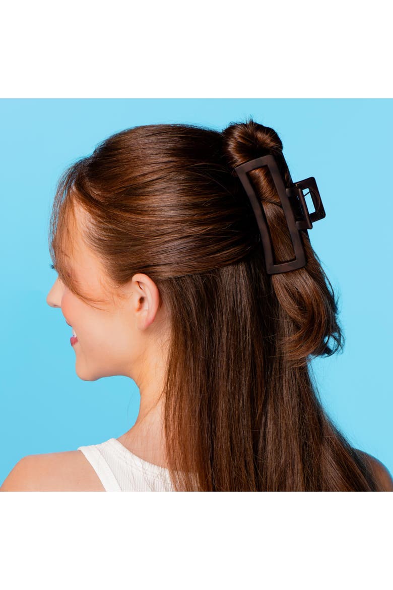 Thin Rectangle Claw Clip, Alternate, color, Brown