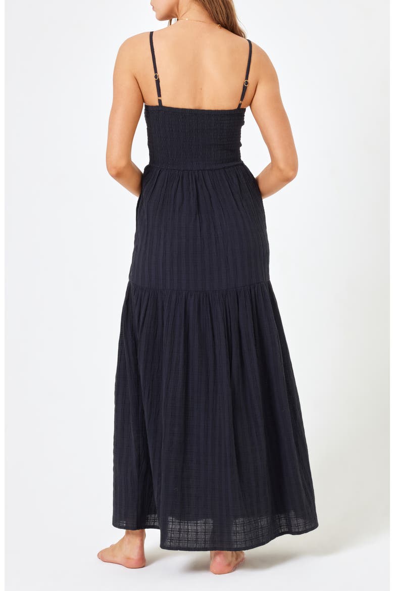 Mallorca Smocked Cover-Up Maxi Dress, Alternate, color, BLACK