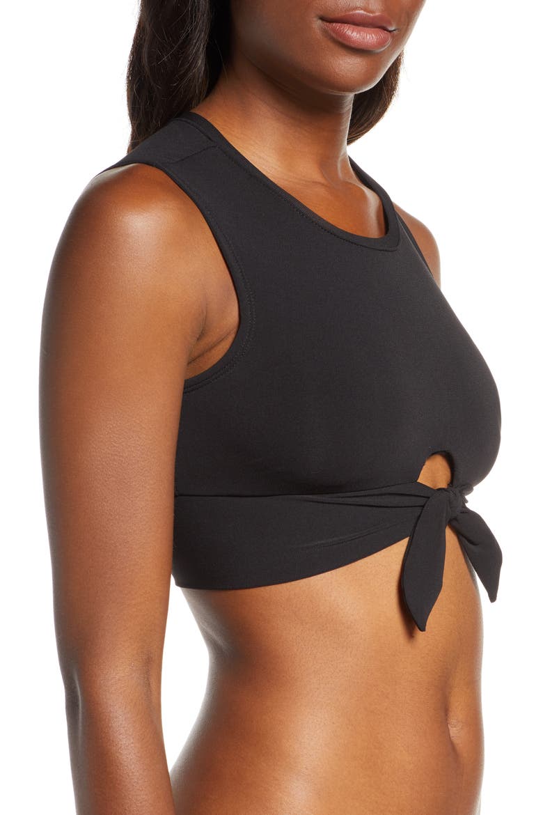 Ava Longline Knot Front Bikini Top, Alternate, color, BLACK