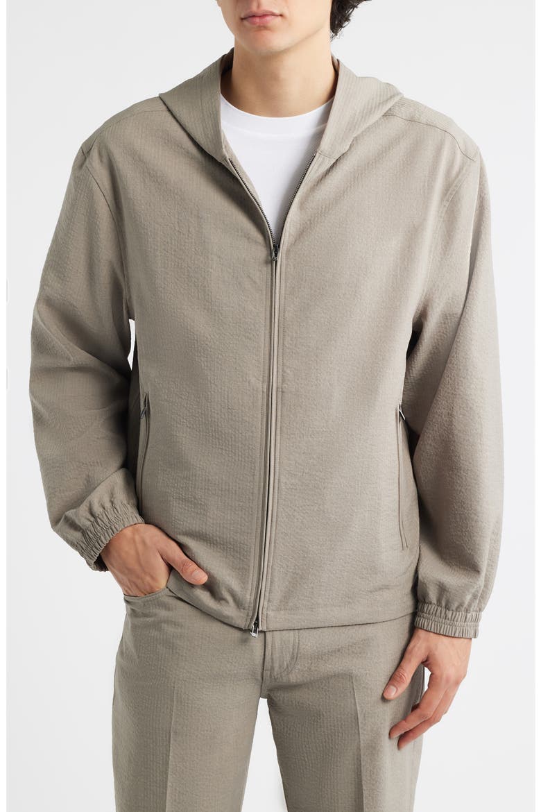 Seersucker Hooded Jacket, Alternate, color, SOLID DARK BEIGE
