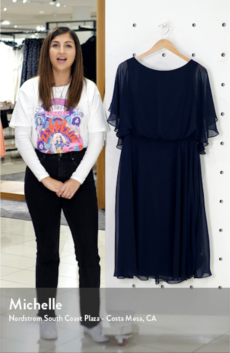 Flutter Sleeve Open Back Chiffon Cocktail Dress, sales video thumbnail