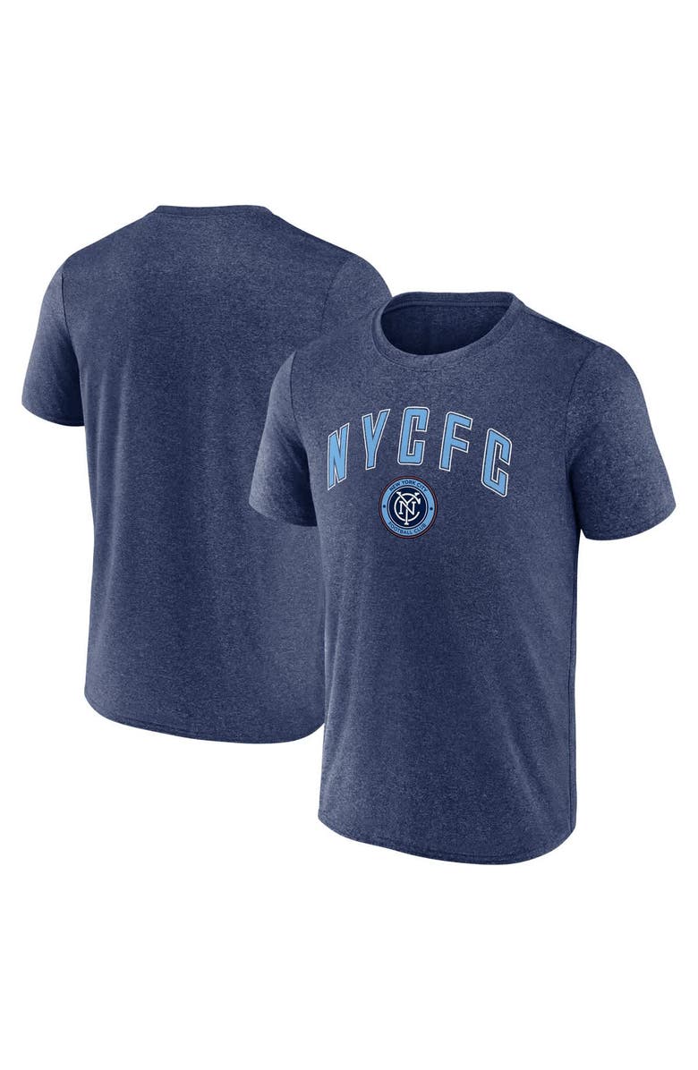 FANATICS Men's Fanatics  Heather Navy New York City FC Drop Kick T-Shirt, Main, color, Heather Navy
