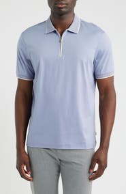 Bugatchi Pima Cotton Quarter Zip Polo