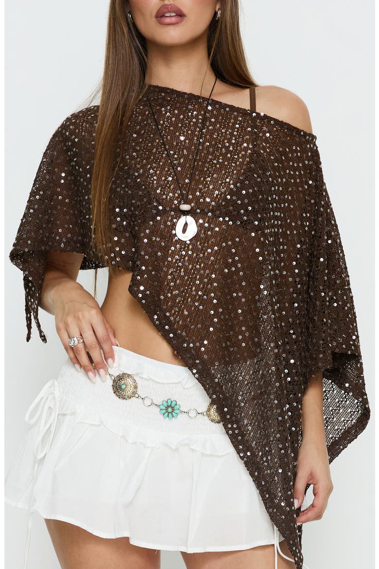 Grotto Asymmetrical Boat Neck Top, Main, color, BROWN SPARKLE