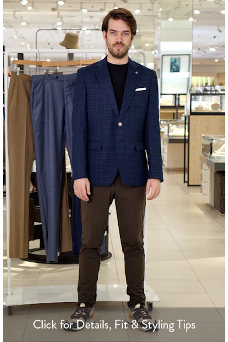 Hutson Slim Fit Slub Dark Blue Plaid Sport Coat video