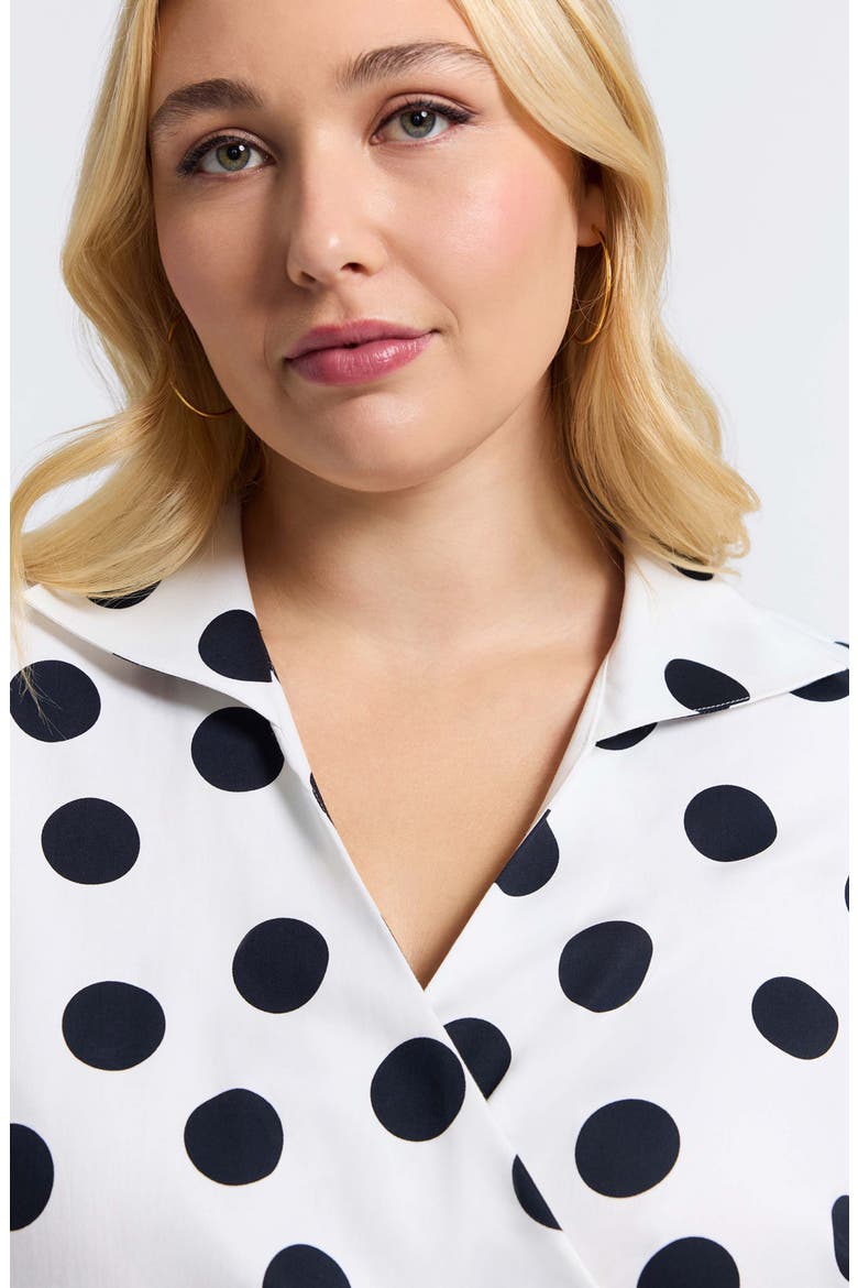Salina Polka Dot Cotton Wrap Top, Alternate, color, WHITE/ BLACK