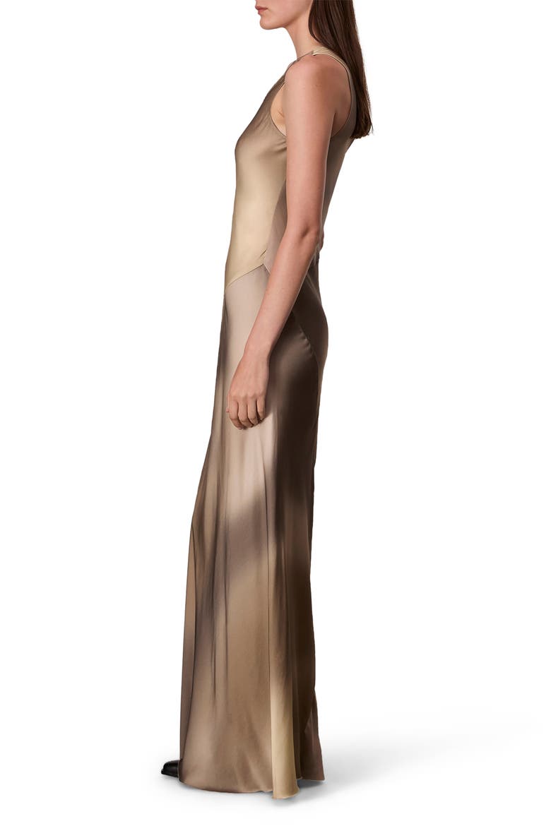 Bias Cut Ombré Satin Maxi Tank Dress, Alternate, color, BRWMULTI