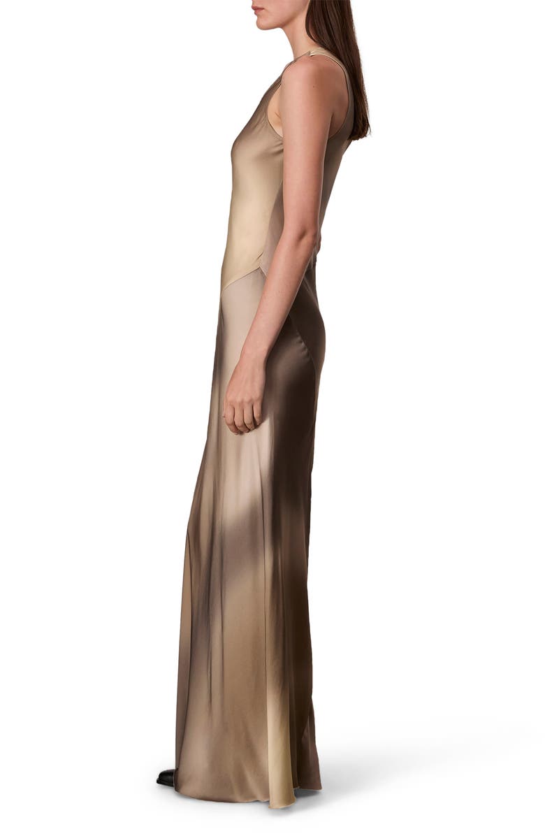 rag & bone Bias Cut Ombré Satin Maxi Tank Dress, Alternate, color, Brwmulti