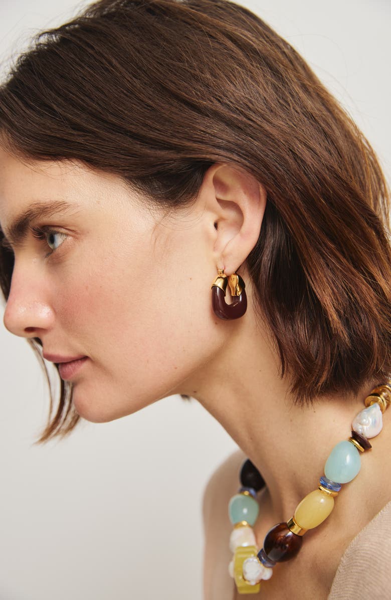 Lizzie Fortunato Mini Espresso Resin Hoop Earrings, Alternate, color,