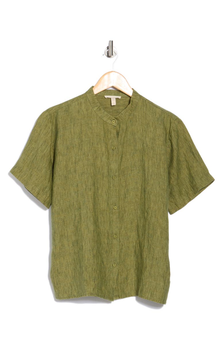 Eileen Fisher Short Sleeve Organic Linen Button-Up Shirt, Alternate, color, 