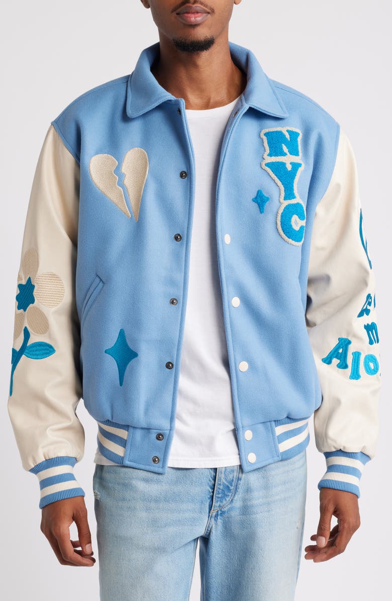 PacSun New York Bones Oversize Varsity Jacket, Main, color,
