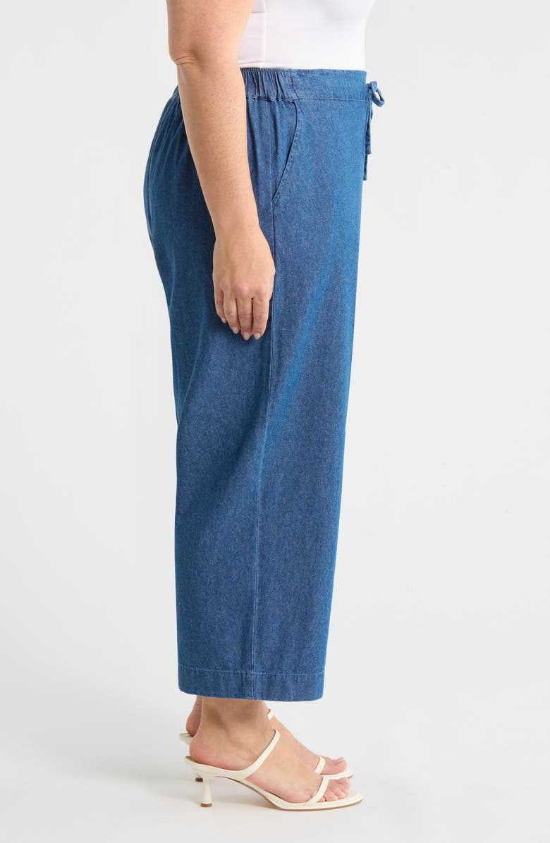Jones New York Pull-On Drawstring Chambray Crop Wide Leg Pants, Alternate, color, Libra Wash