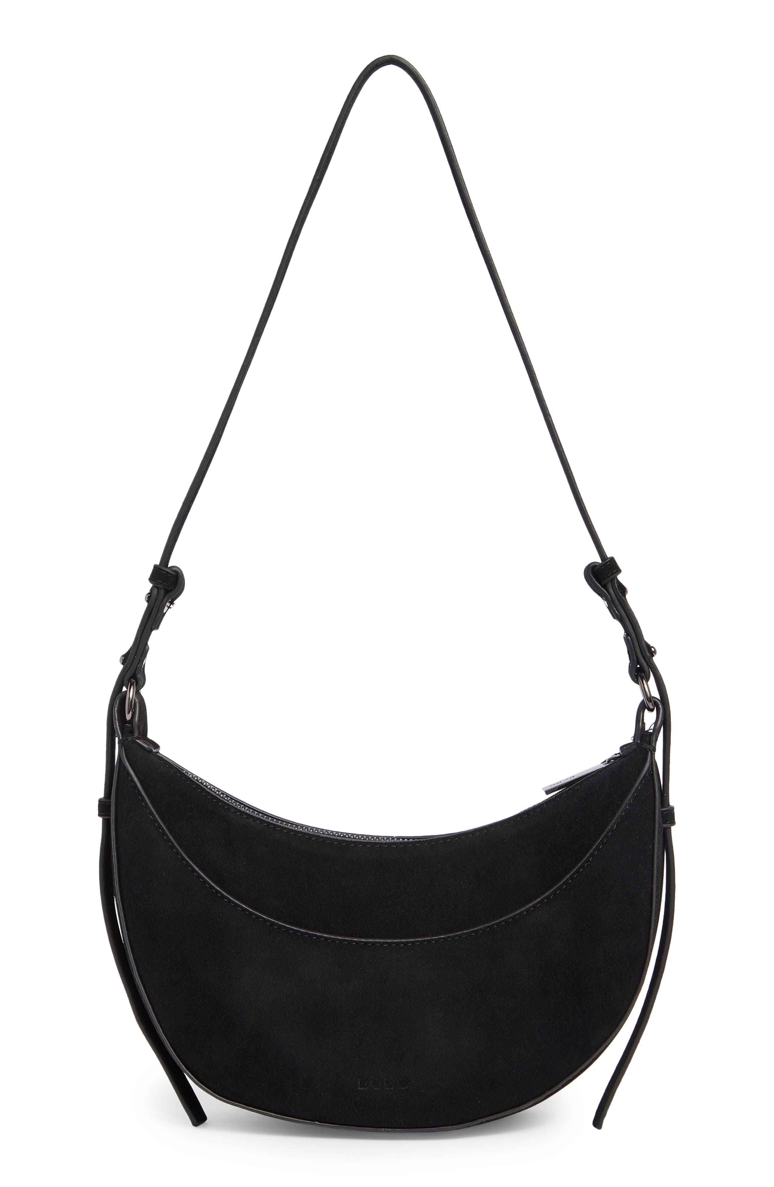Convertible Crescent Shoulder Bag, Alternate, color, BLACK