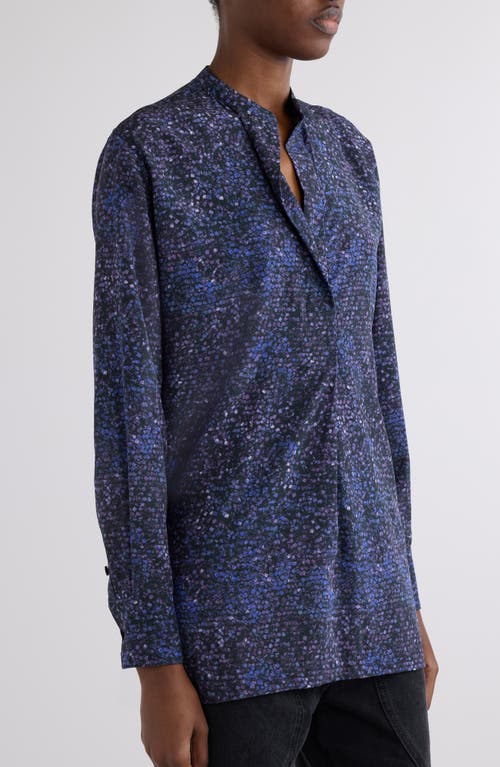 Isabel Marant Sima Mosaic Print Stretch Crepe Shirt In Blue