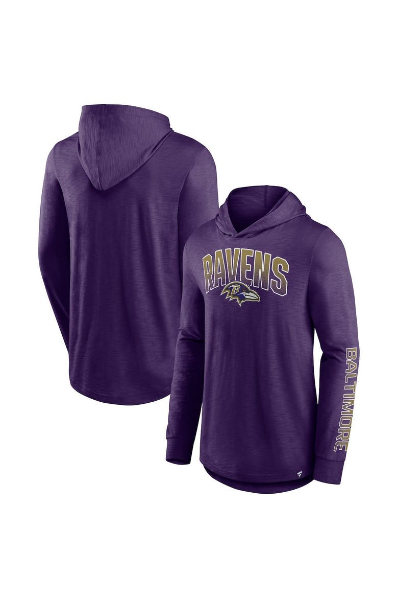 Men's Fanatics Branded Purple Baltimore Ravens Front Runner Long Sleeve Hooded T-Shirt, Alternate, color, Purple