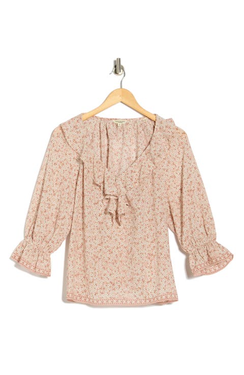 Ruffle Front Floral Top