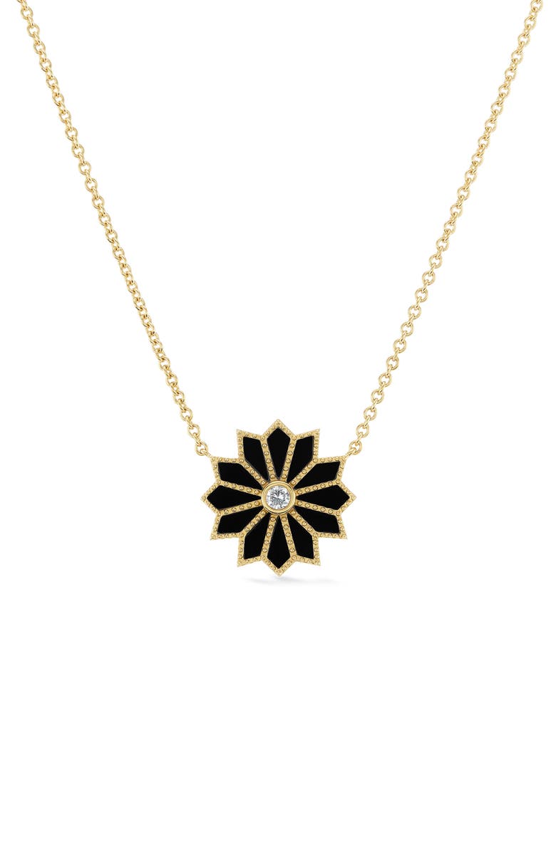 Orly Marcel Mini Sacred Flower Pendant Necklace, Main, color, Black