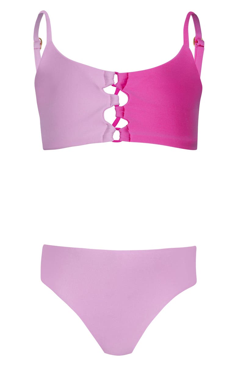 PQ SWIM Kids' Cammy Loop Two-Piece Swimsuit, Main, color, Rosy