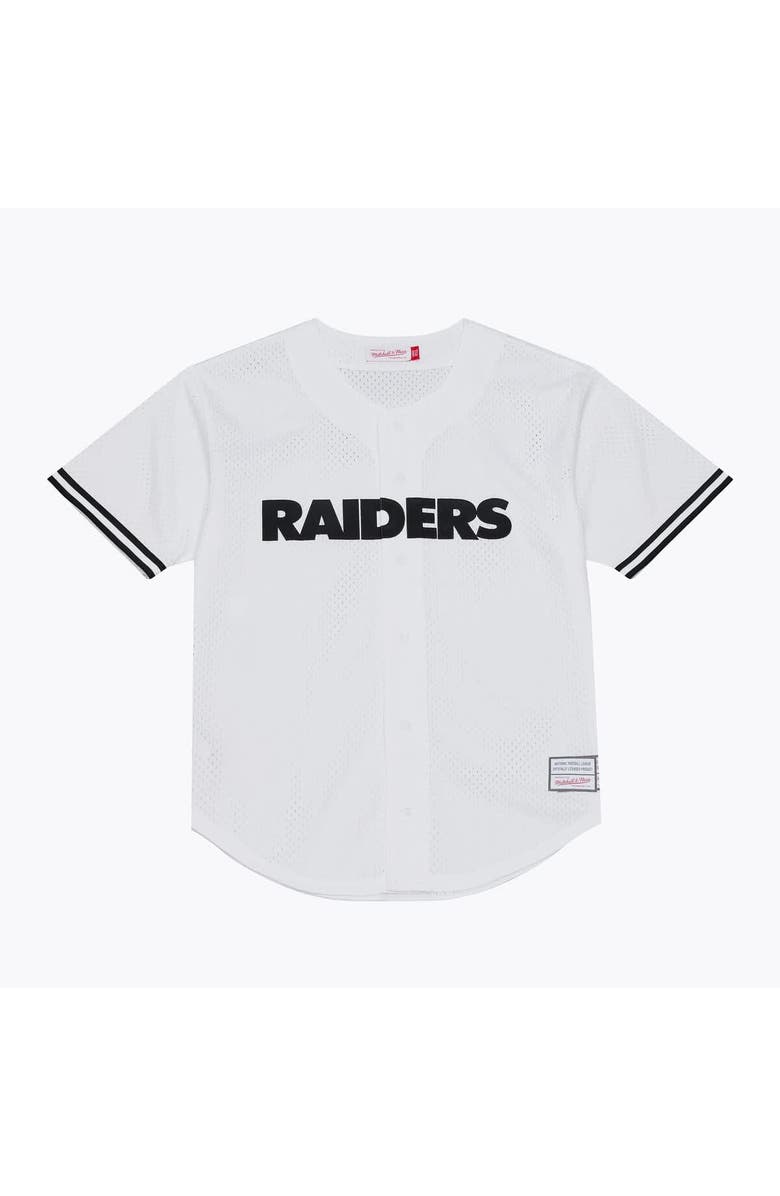 Mitchell & Ness Men's Mitchell & Ness White Las Vegas Raiders Monochrome Mesh Full-Button Baseball Jersey, Main, color, White