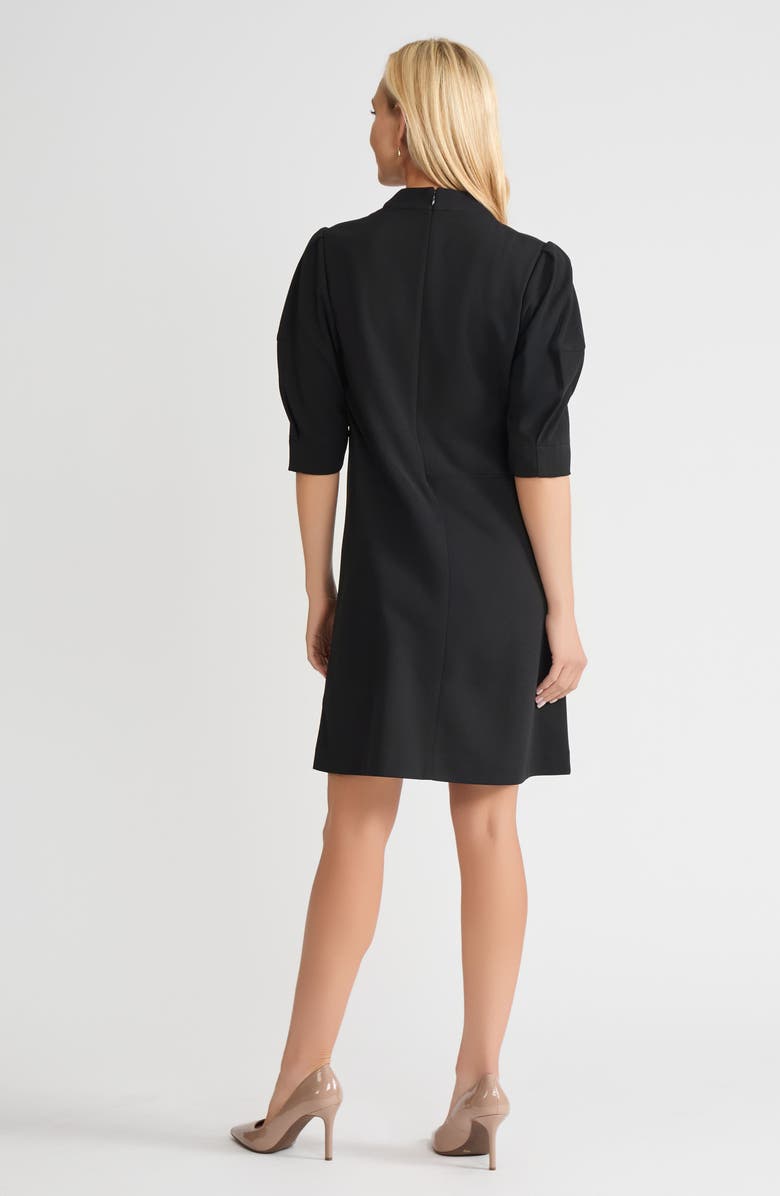 Ming Wang A-Line Stretch Deco Crepe Knee Length Dress, Alternate, color, Black