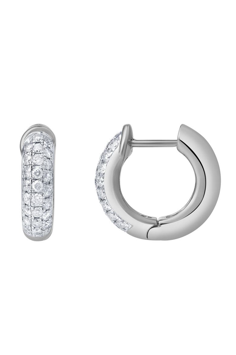 Embrace 10K Gold Diamond Huggie Earrings - 0.85 CT, Main, color, 10K White Gold
