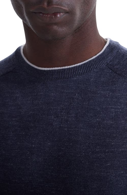 Bugatchi Merino Wool, Silk & Linen Crewneck Sweater In Blue