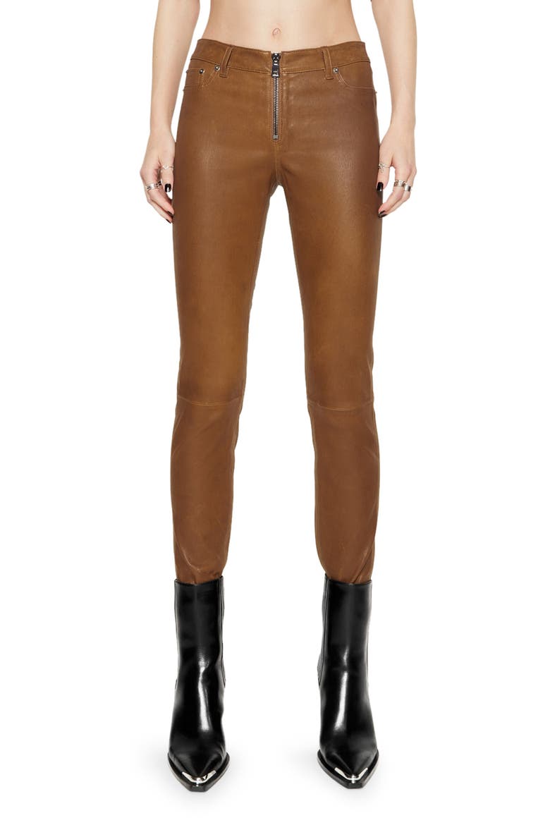 Ziggy Skinny Leather Pants, Main, color, ROCHER