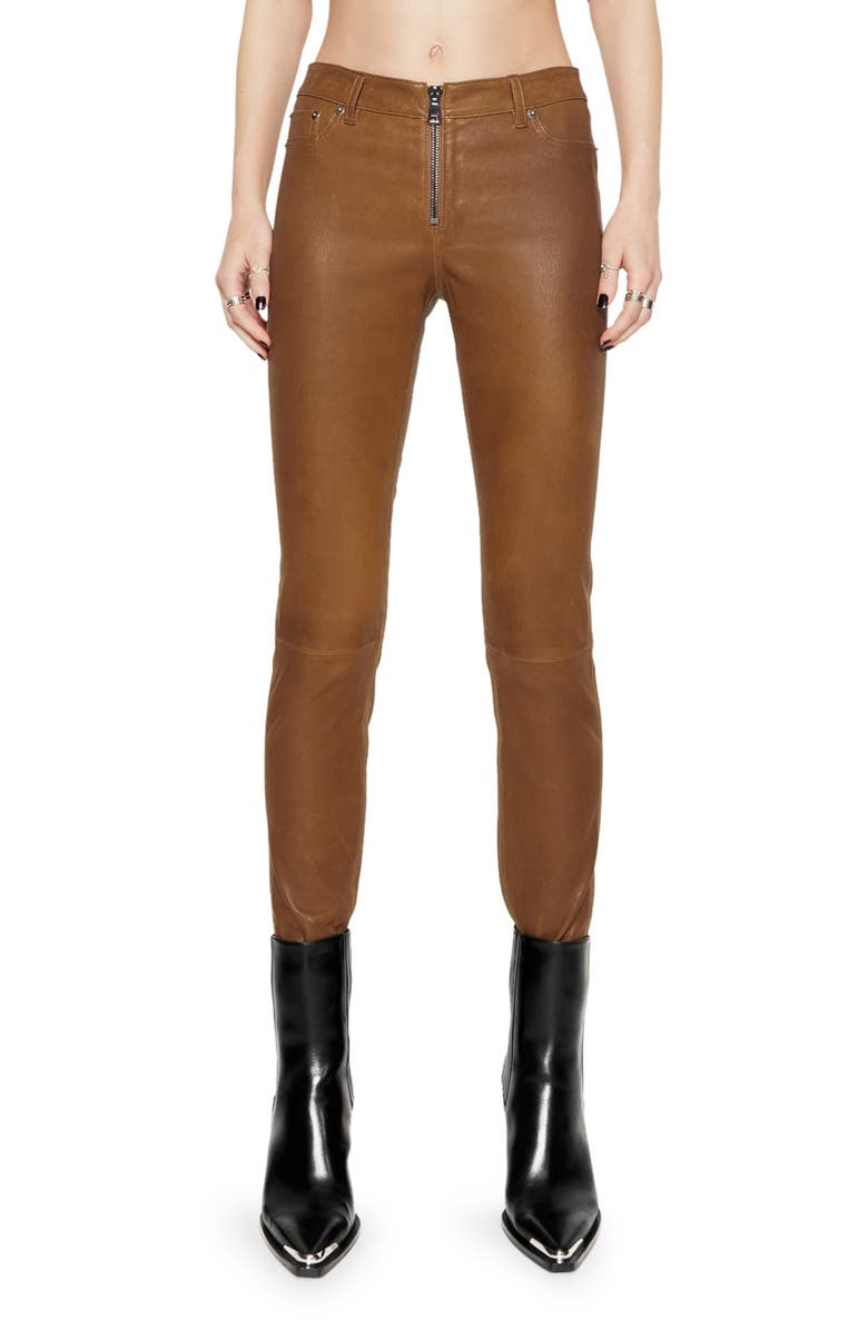 Rebecca Minkoff Ziggy Skinny Leather Pants, Main, color, Rocher