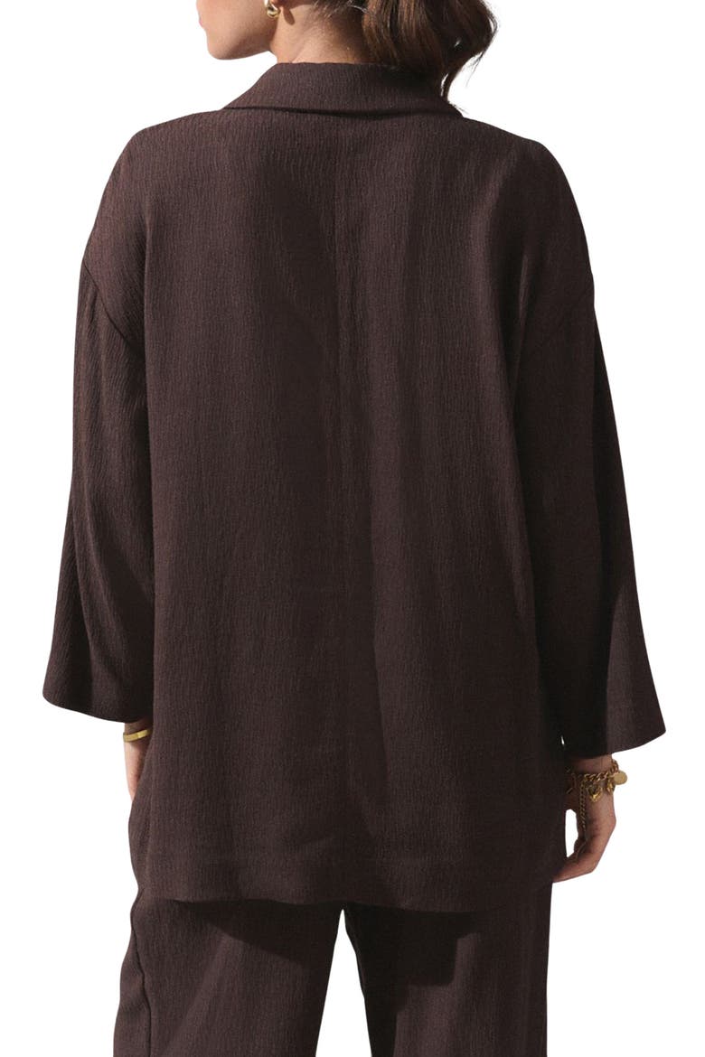 Textured Relaxed Fit Double Breasted Blazer, Alternate, color, BROWN