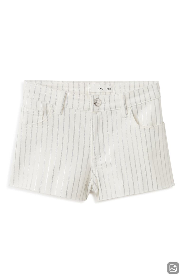 Striped Cutoff Denim Shorts, Alternate, color, WHITE