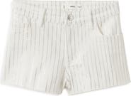 MANGO TEEN Striped Cutoff Denim Shorts