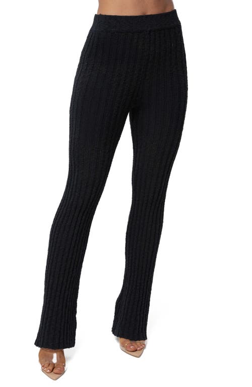Jluxlabel Lanah Rib Knit Flare Pants In Black